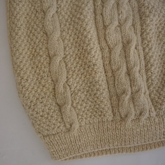Vintage Yeti Cream Hand Knit Cable Knit Wool Crewneck Sweater XL - Picture 4 of 9